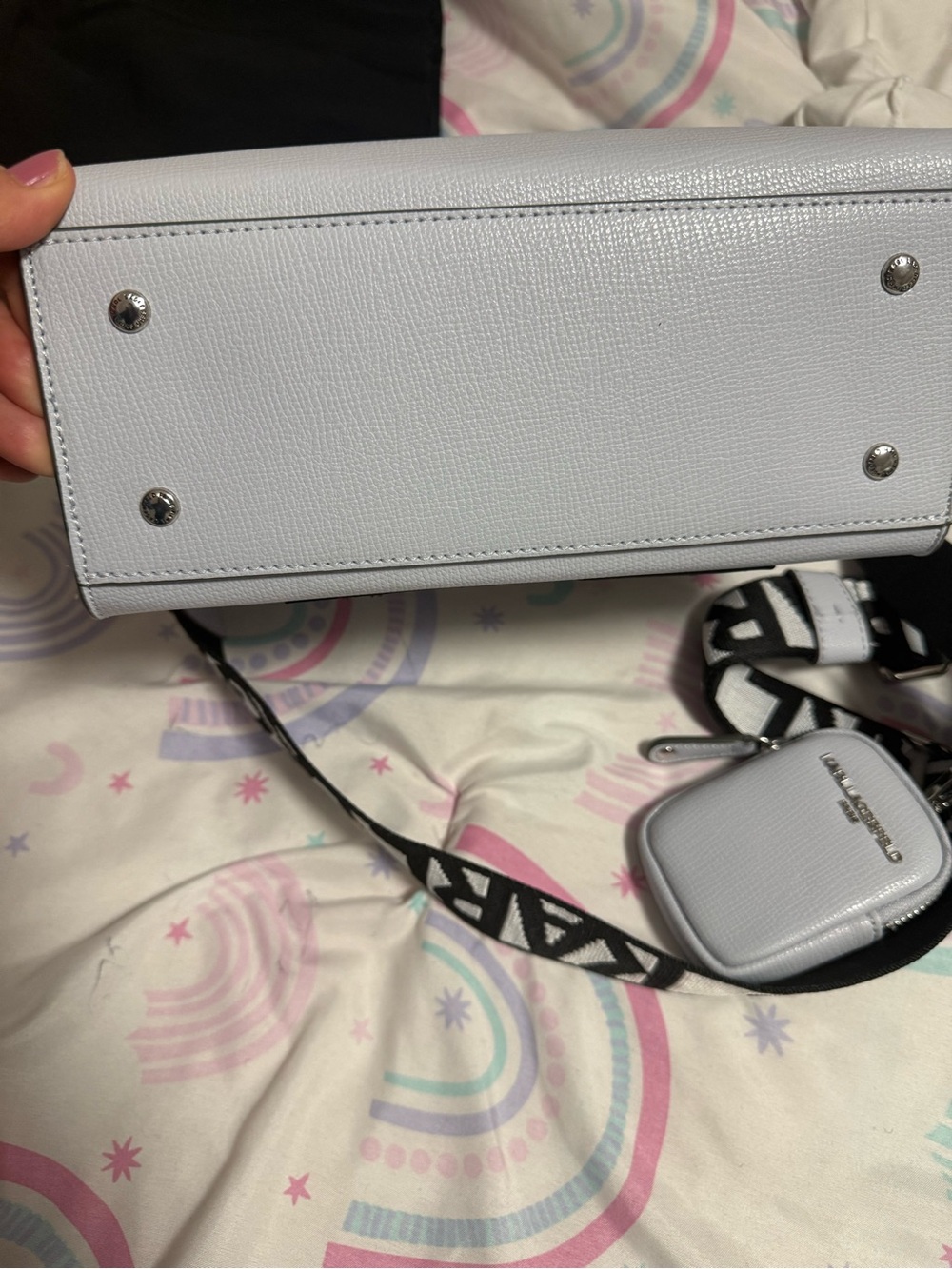 Karl Lagerfeld Light Gray Tote with Karl & Choupette Appliqués - Picture 6 of 6